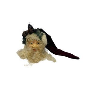 Vintage Santa Head Ornament Rubber Face Victorian Old World